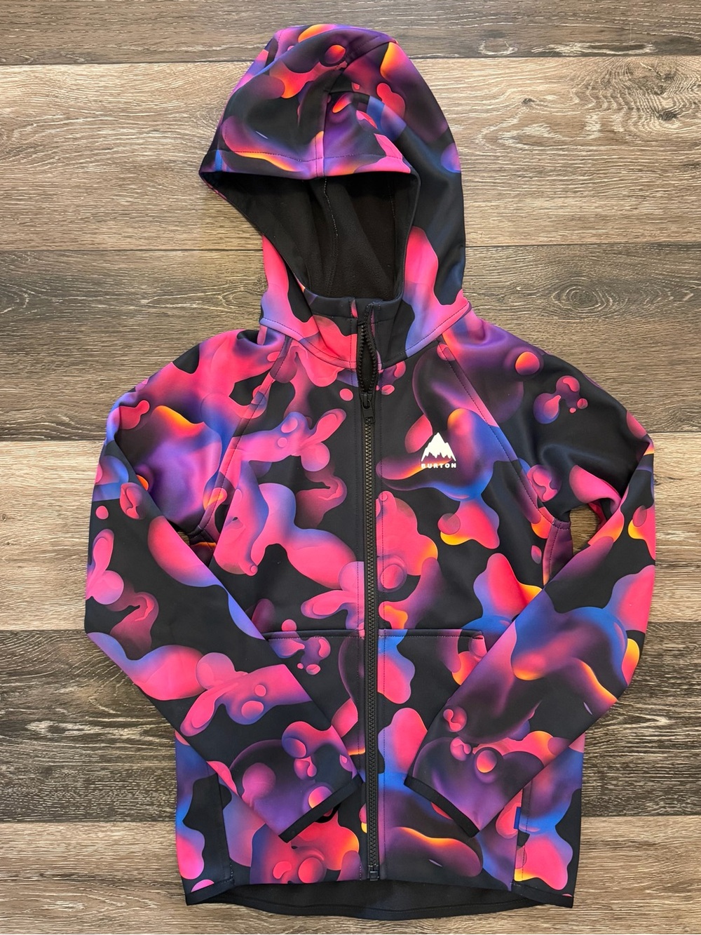 Burton Crown Weatherproof Full Zip Fleece Jacket Youth Kids Small Lava Lamp Hood